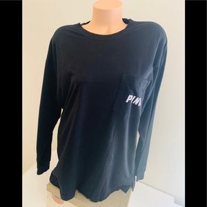 NWT VS Pink Bling  Long Sleeve Black CampusTee (L)